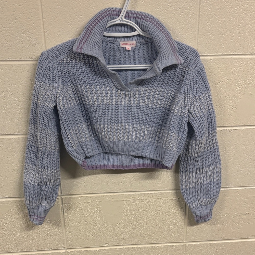 Design History Light Purple Knit Sweater-cropped